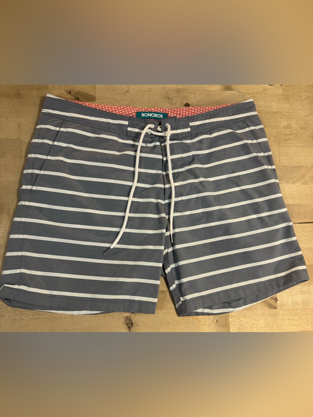 Bonobos Men's gray & White Striped Swim Trunks size 34